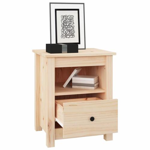 Sengebord 40x35x49 cm massivt fyrretræ