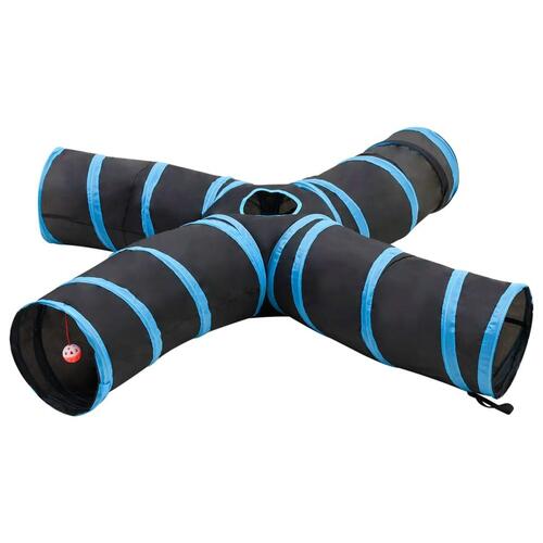 4-vejs kattetunnel 25 cm polyester sort og blå