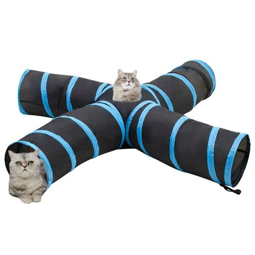 4-vejs kattetunnel 25 cm polyester sort og blå