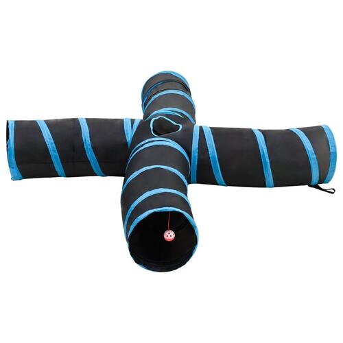 4-vejs kattetunnel 25 cm polyester sort og blå