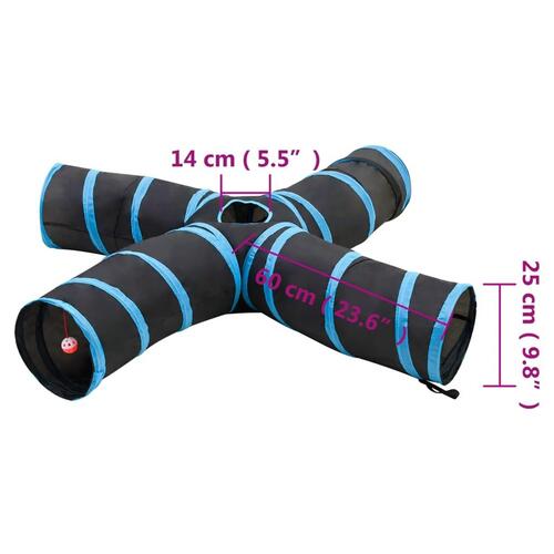 4-vejs kattetunnel 25 cm polyester sort og blå