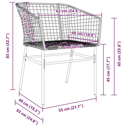 Havestole 2 stk. polyrattan brun
