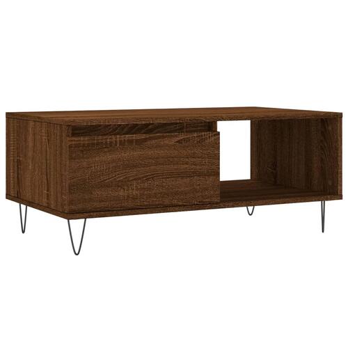Sofabord 90x50x36,5 cm konstrueret træ brun egetræsfarve