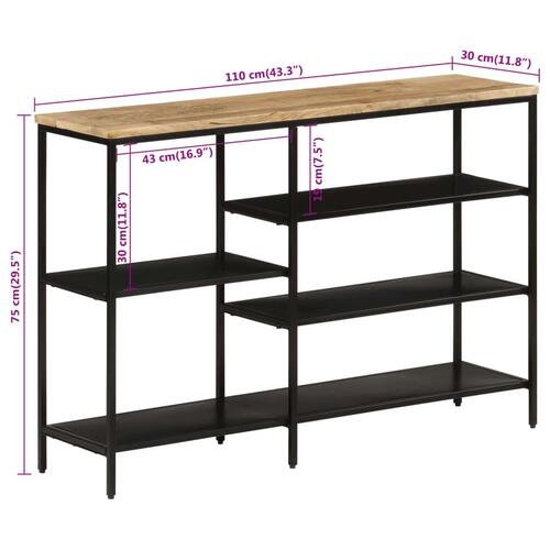 Konsolbord 110x30x75 cm massivt ru mangotræ og jern