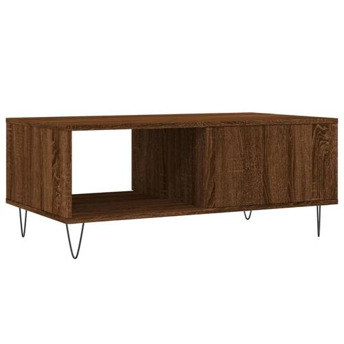 Sofabord 90x50x36,5 cm konstrueret træ brun egetræsfarve