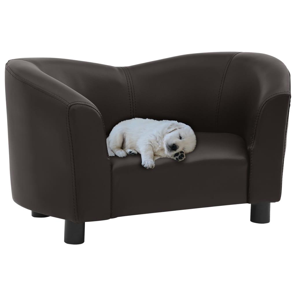 Hundesofa 67x41x39 cm kunstlæder brun