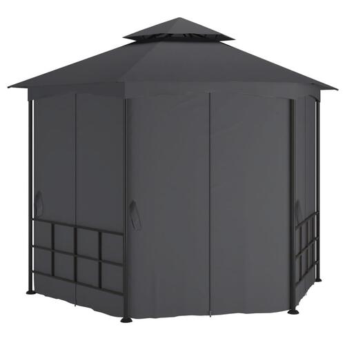 Pavillon med sidevægge 3,1x2,7 m antracitgrå