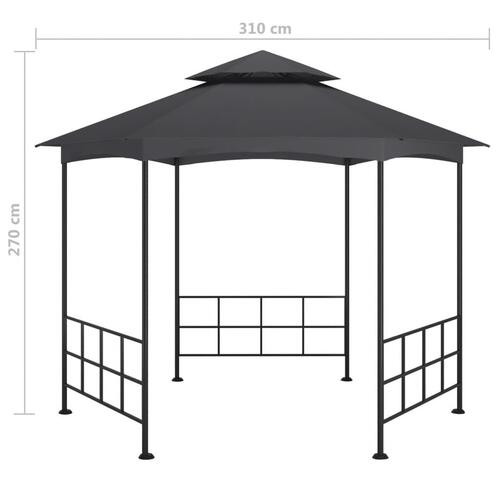Pavillon med sidevægge 3,1x2,7 m antracitgrå