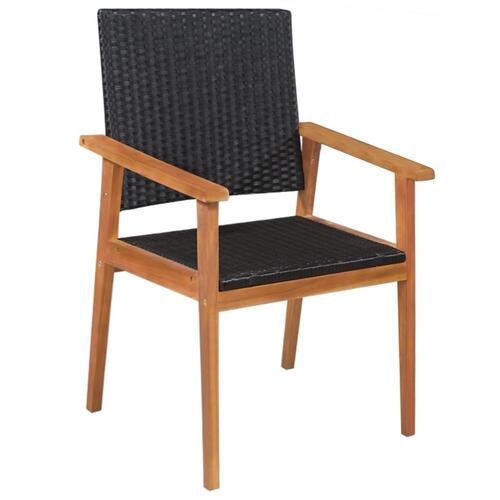 Udendørs spisebordssæt 5 dele polyrattan sort og brun