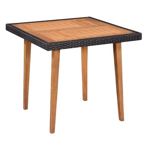 Udendørs spisebordssæt 5 dele polyrattan sort og brun