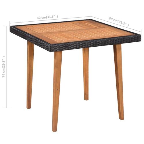Udendørs spisebordssæt 5 dele polyrattan sort og brun