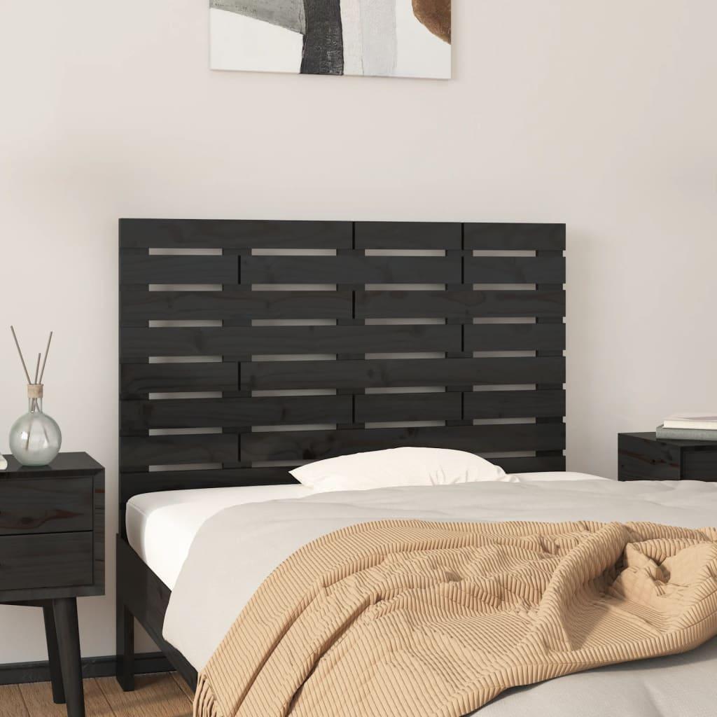 Sengegavl 106x3x63 cm massivt fyrretræ sort billede