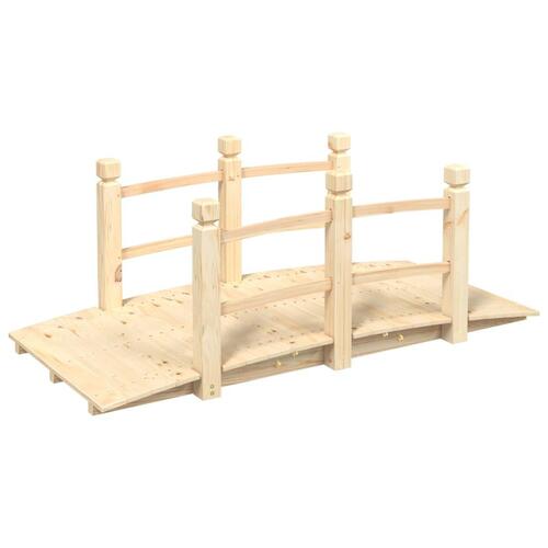 Havebro med gelænder 150x67x56 cm massivt grantræ