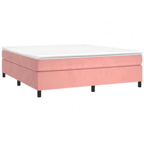 Boxspring sengeramme 160x200 cm i fløjl - lyserød