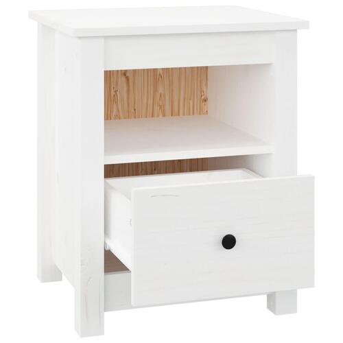 Sengebord 40x35x49 cm massivt fyrretræ hvid