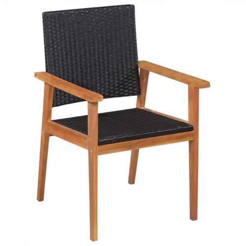 Udendørs spisebordssæt 5 dele polyrattan sort og brun