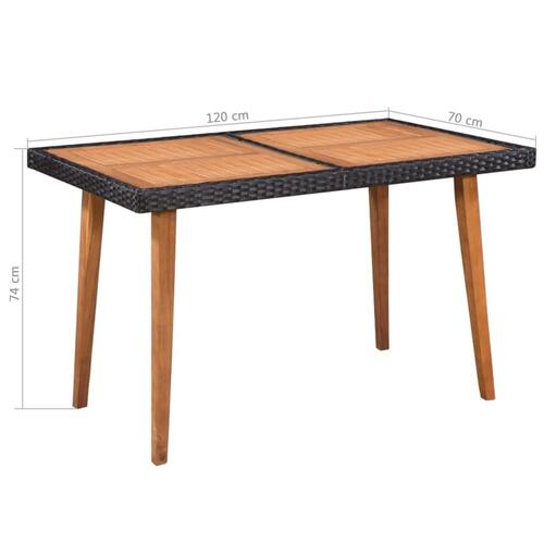 Udendørs spisebordssæt 5 dele polyrattan sort og brun