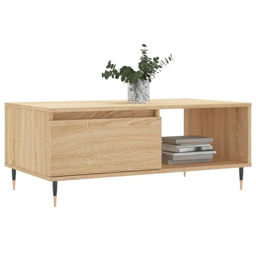 Sofabord 90x50x36,5 cm konstrueret træ sonoma-eg