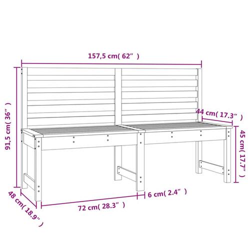 Havebænk 157,5 cm massivt fyrretræ sort