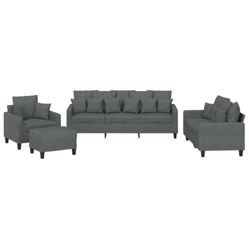 Sofasæt 4 dele med puder stof mørkegrå