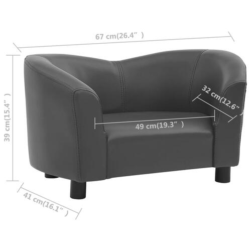 Hundesofa 67x41x39 cm kunstlæder grå