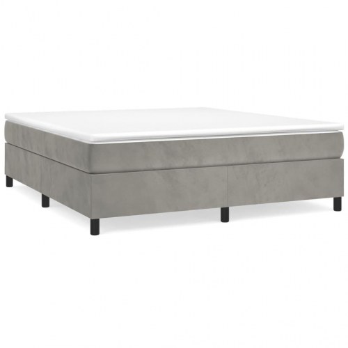 Boxspring sengeramme i fløjl - lysegrå 180 × 200 cm