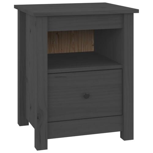 Sengebord 40x35x49 cm massivt fyrretræ grå
