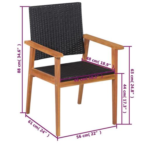 Udendørs spisebordssæt 7 dele polyrattan sort og brun