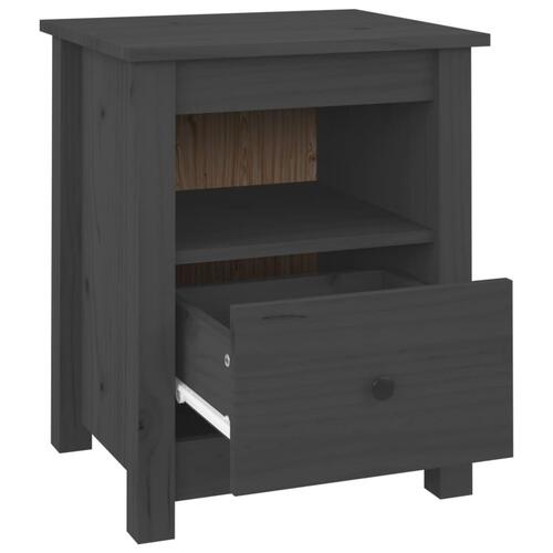 Sengebord 40x35x49 cm massivt fyrretræ grå
