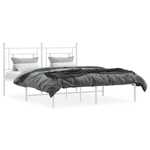 Sengeramme med sengegavl 150x200 cm metal hvid