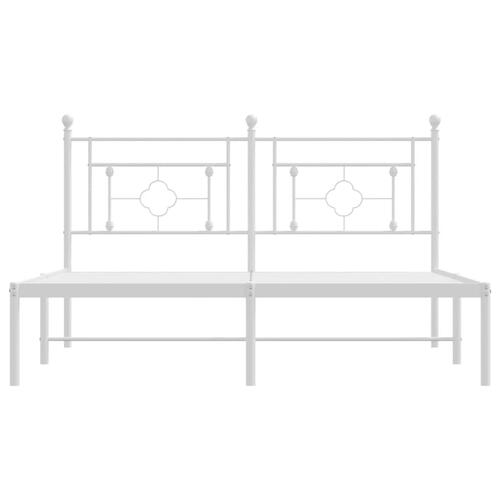 Sengeramme med sengegavl 150x200 cm metal hvid