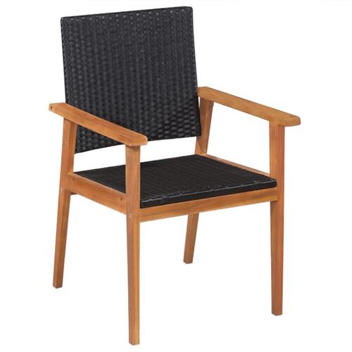 Udendørs spisebordssæt 7 dele polyrattan sort og brun