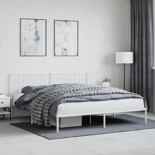 Sengeramme med sengegavl 183x213 cm metal hvid