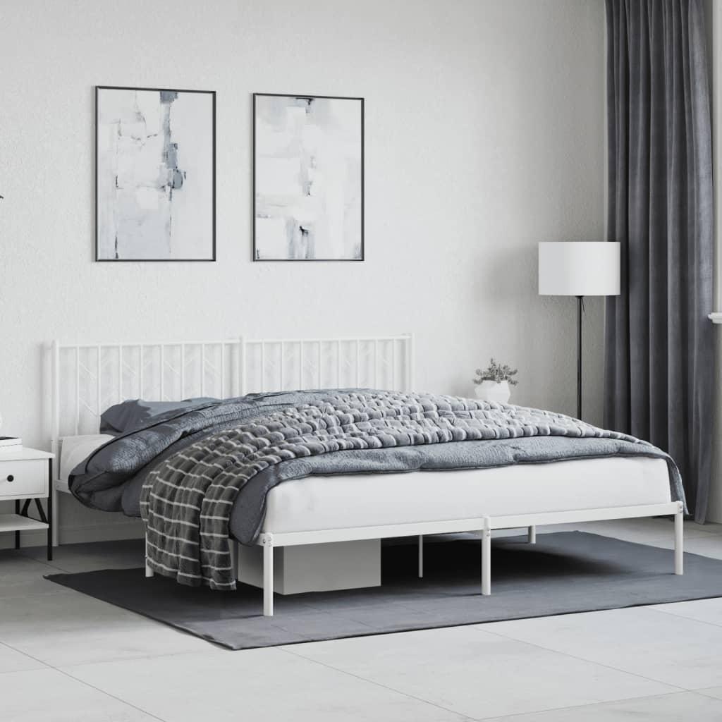 Sengeramme med sengegavl 183x213 cm metal hvid