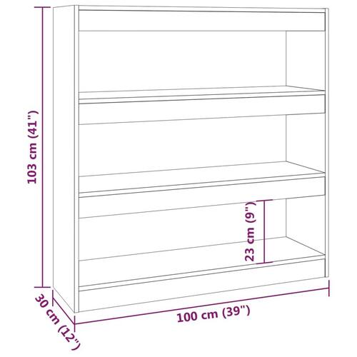 Bogreol/rumdeler 100x30x103 cm betongrå