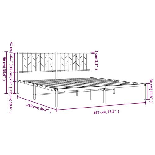 Sengeramme med sengegavl 183x213 cm metal hvid