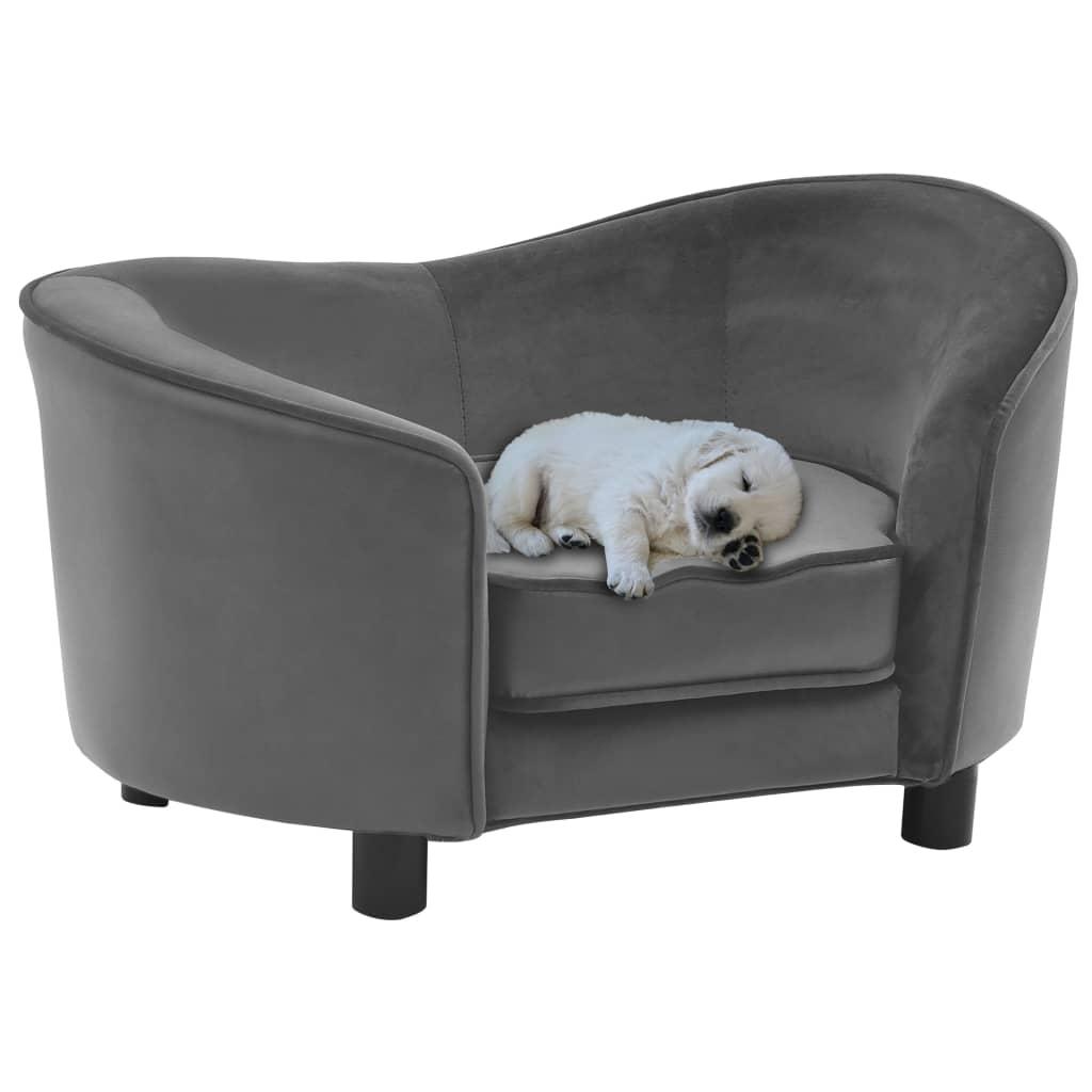 Hundesofa 69x49x40 cm plys og kunstlæder grå