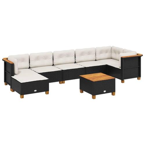 Sofasæt til haven 8 dele med hynder polyrattan sort