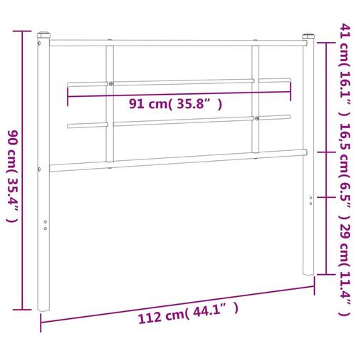 Sengegavl 107 cm metal sort