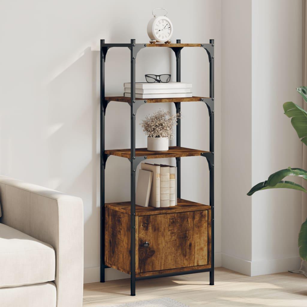 Bogreol med 3 hylder 41x30x109,5 cm konstrueret træ røget eg