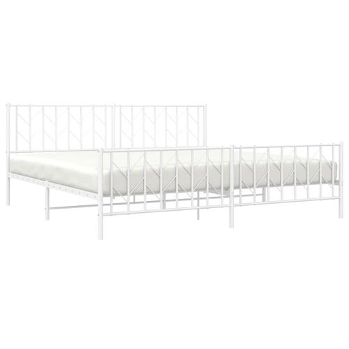 Sengeramme med sengegavl og fodgærde 200x200 cm metal hvid