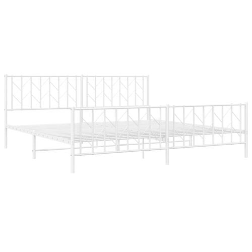 Sengeramme med sengegavl og fodgærde 200x200 cm metal hvid
