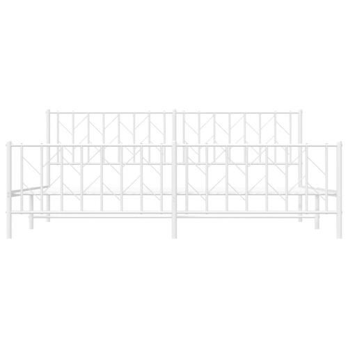 Sengeramme med sengegavl og fodgærde 200x200 cm metal hvid