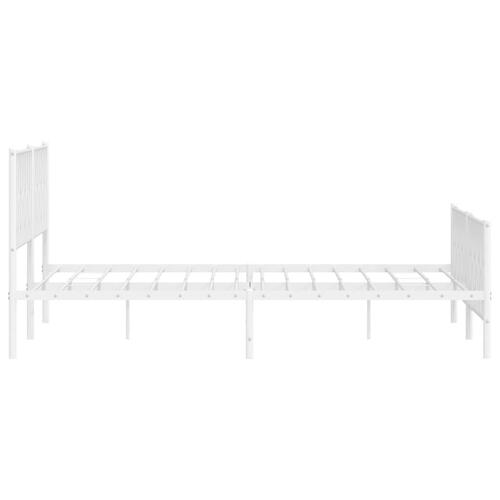 Sengeramme med sengegavl og fodgærde 200x200 cm metal hvid