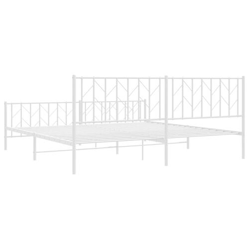 Sengeramme med sengegavl og fodgærde 200x200 cm metal hvid