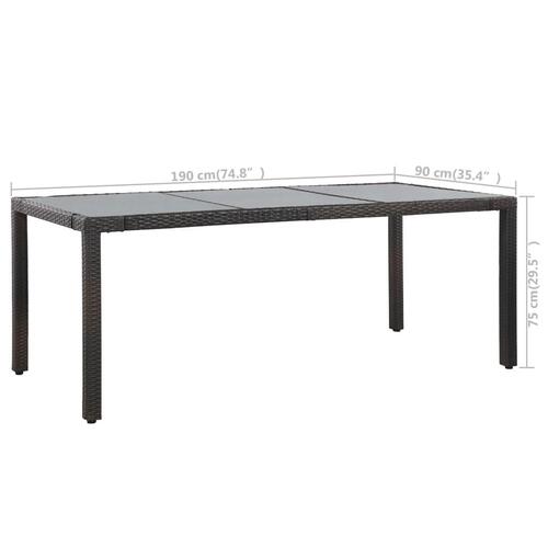 Udendørs spisebordssæt 9 dele polyrattan brun