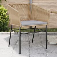 Havestole 2 stk. med hynder polyrattan brun