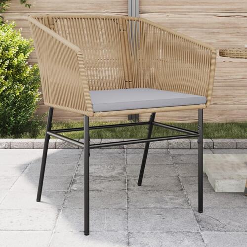 Havestole 2 stk. med hynder polyrattan brun