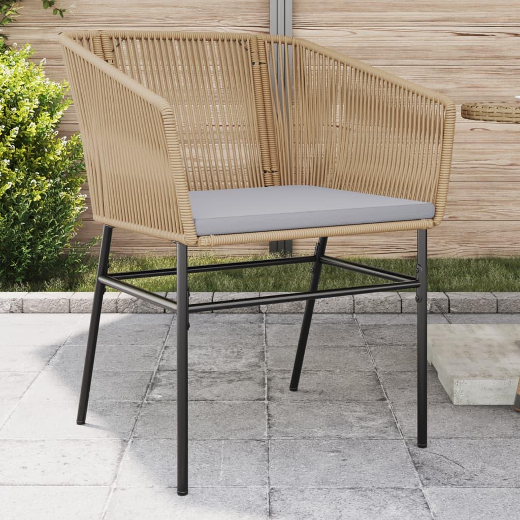 Havestole 2 stk. med hynder polyrattan brun