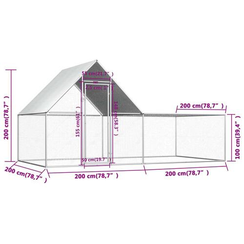 Hønsegård 4x2x2 m galvaniseret stål